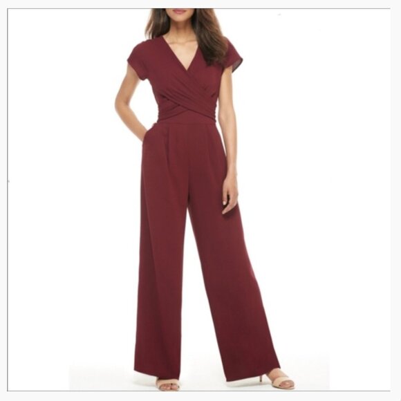 Gal Meets Glam Pants - Gal Meets Glam Size 00 Delaney Jumpsuit Wine New Holidays Office Wedding Guest